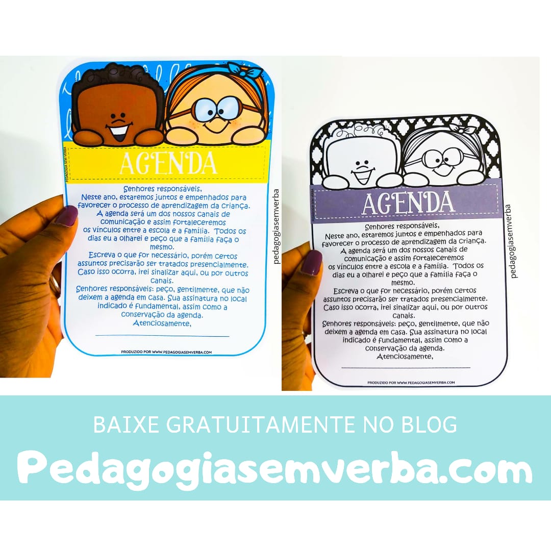 BILHETE PARA AGENDA NA EDUCAÇÃO INFANTIL - Pedagogia sem Verba